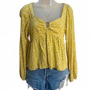 American Eagle Outfitters Yellow Floral Blouse